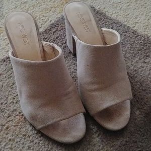 Nine West - Leather Blocky Chunky Heeled Mule